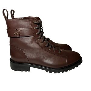 Jimmy Choo Women's Brown Leather Combat Boots